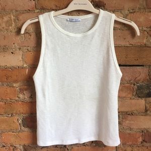 Zara Trafaluc White Ribbed Tank